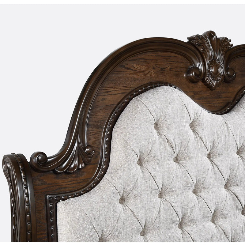 Traditional Style Button Tufted Headboard Sleigh Bed by Unique Piece Furniture