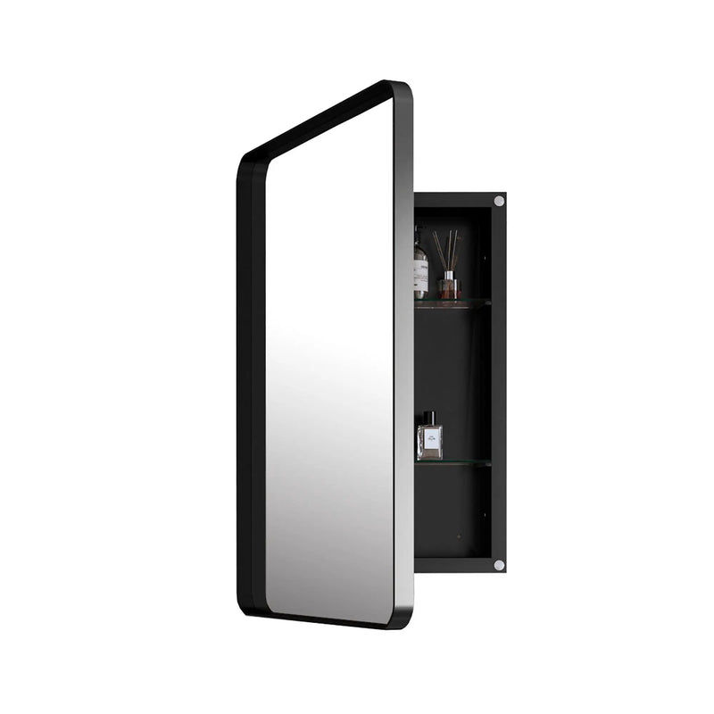 20x30 Inch Recessed Black Metal Framed Medicine Cabinet by HouseOfZazla