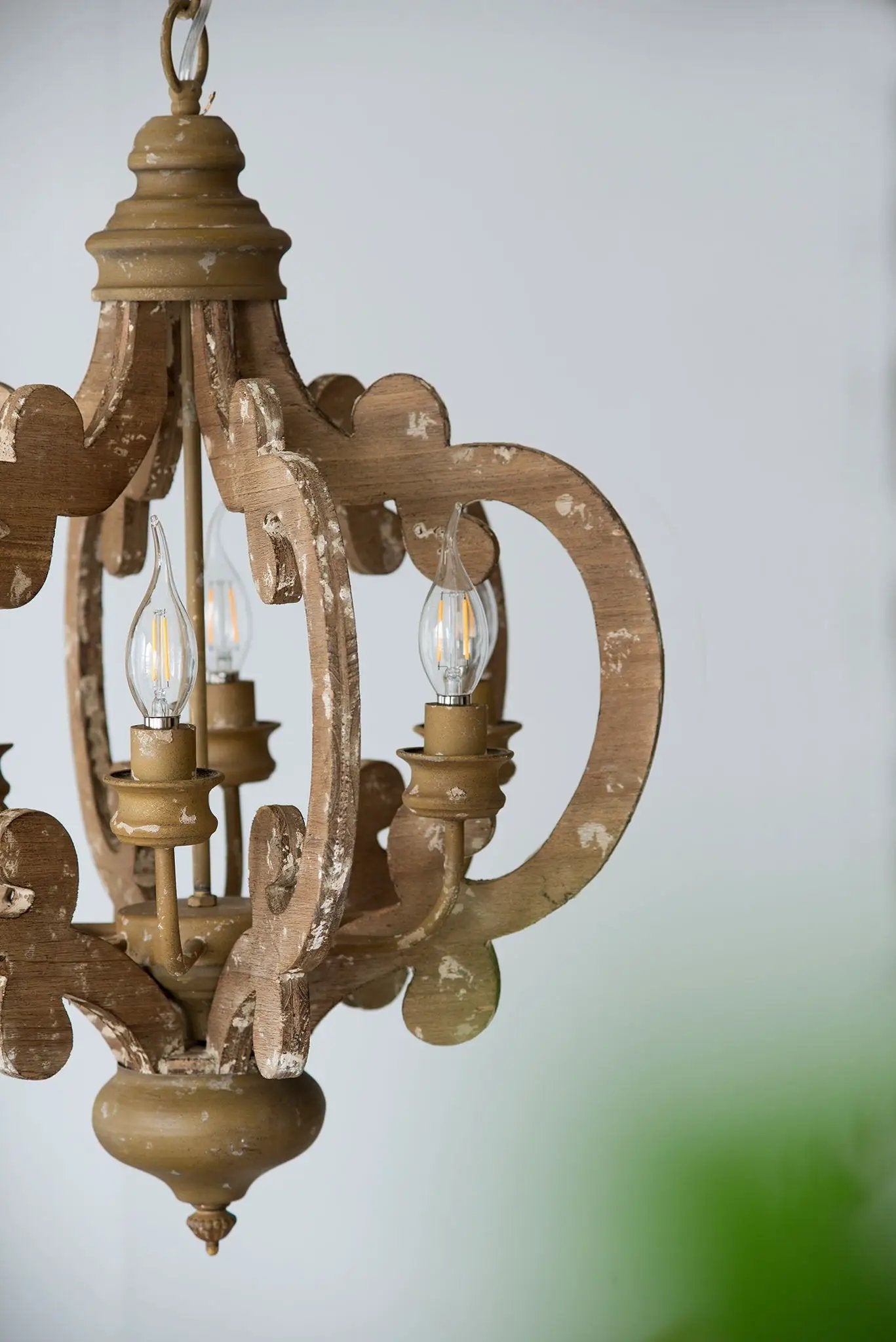 Farmhouse Chandelier, 6 Light Wood Chandelier Pendant Light Fixture With Adjustable Chain For Dining Room Living Room Entryway, Bulb Not Included by HouseOfZazla
