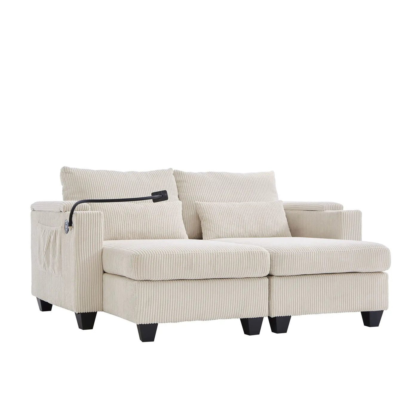 Convertible Chaise Lounge Sofa Chair With USB Ports, Cup Holders, Phone Holder And Storage by HouseOfZazla