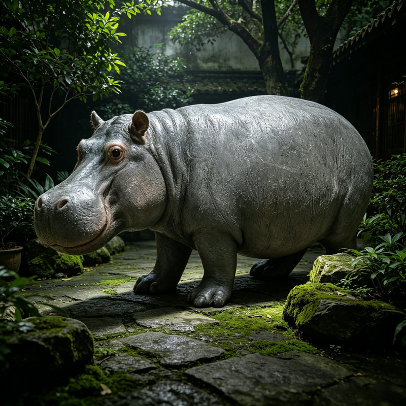12.6'' Weather Resistant Hippopotamus Garden Statue by HouseOfZazla
