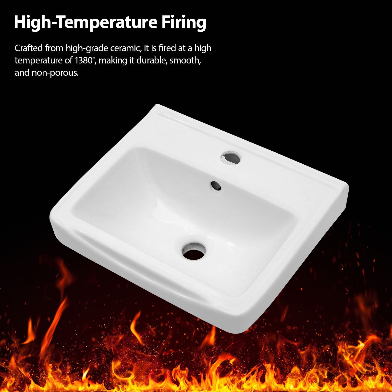 Wall Mounted Bathroom Sink With Towel Bar & Overflow - White / Black by HouseOfZazla