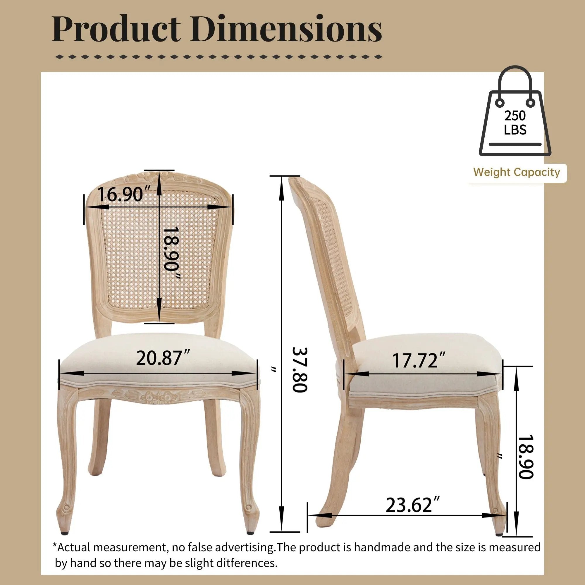French Country Dining Chairs Set of 2, Upholstered with Rattan Fan-shaped Back by HouseOfZazla