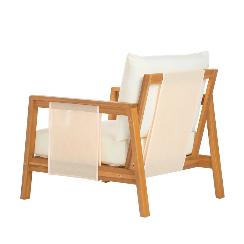 Outdoor Club Chair, Acacia Wood Frame with Textilene Accents by HouseOfZazla