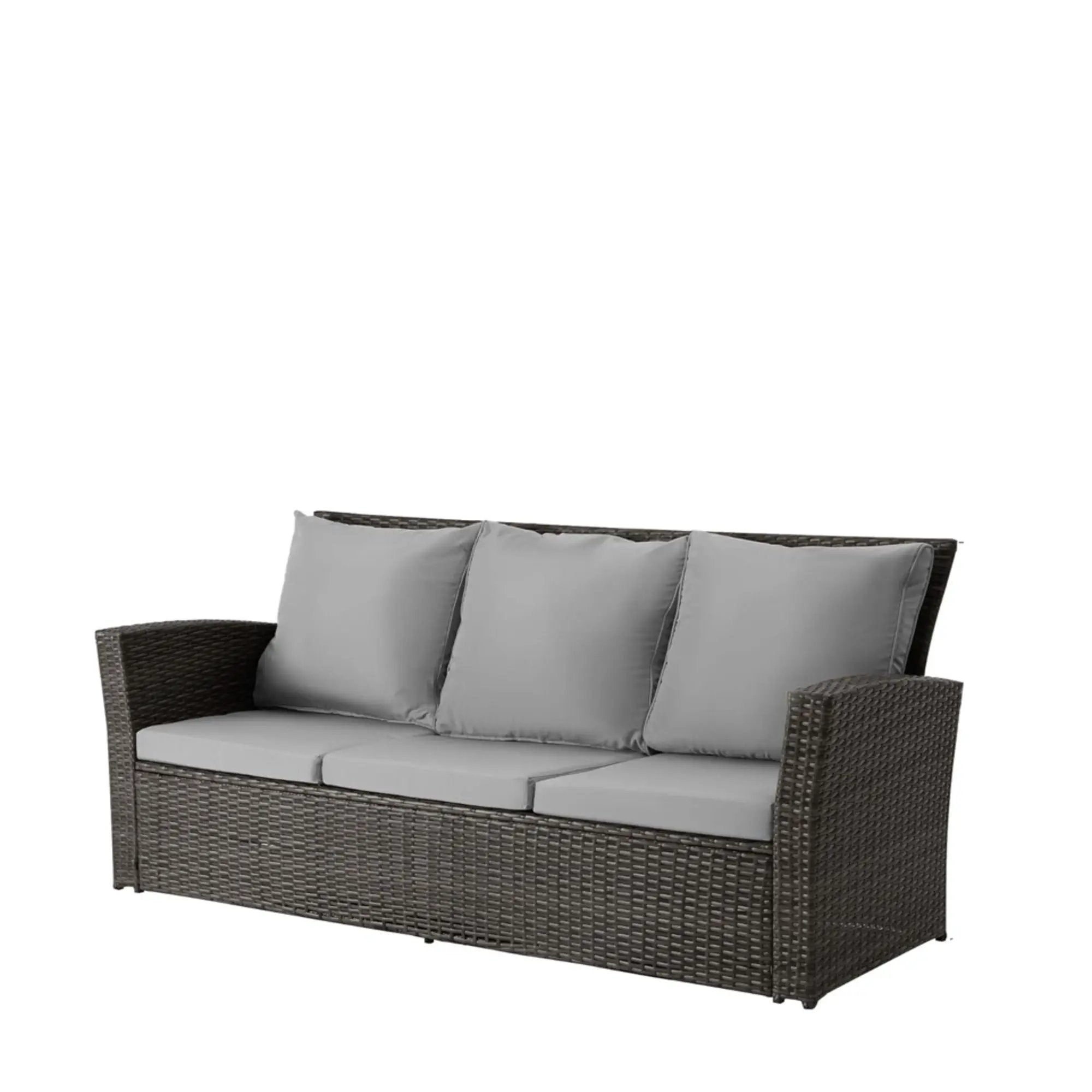All-Weather Wicker 3 Seat Patio Sofa With Thick Cushions by HouseOfZazla