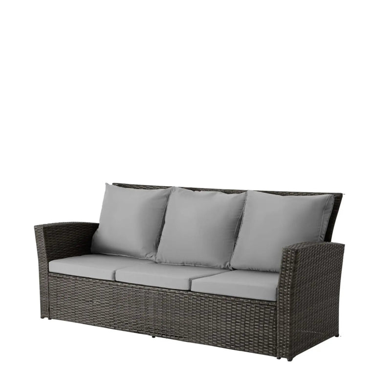 All-Weather Wicker 3 Seat Patio Sofa With Thick Cushions by HouseOfZazla