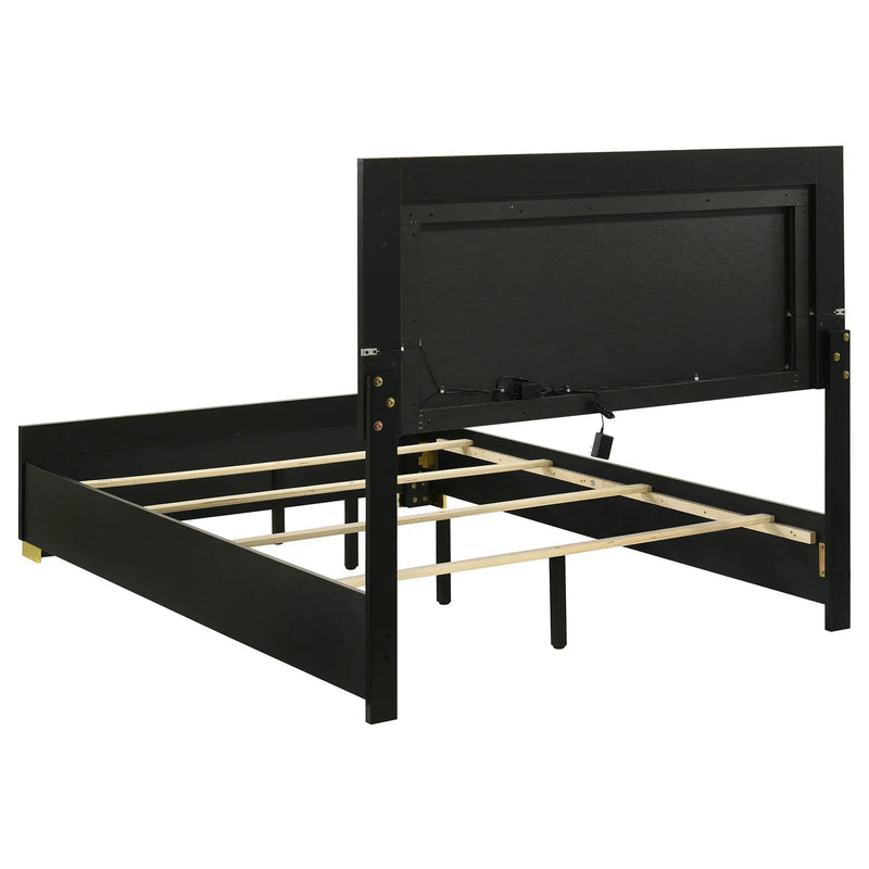 Marceline Wood Full LED Panel Bed Black by Unique Piece Furniture