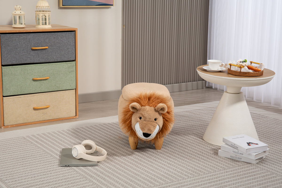 Luke the Lion Storage Ottoman with Hidden Storage - Faux Fur, photo 5 of 10