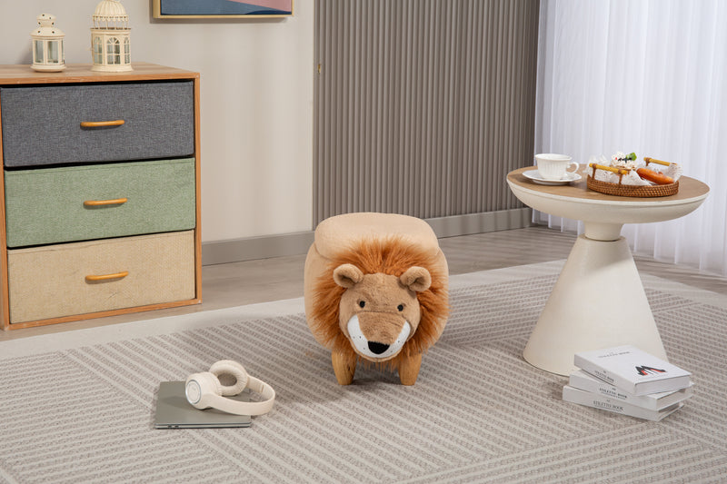 Luke the Lion Storage Ottoman with Hidden Storage - Faux Fur, photo 5 of 10