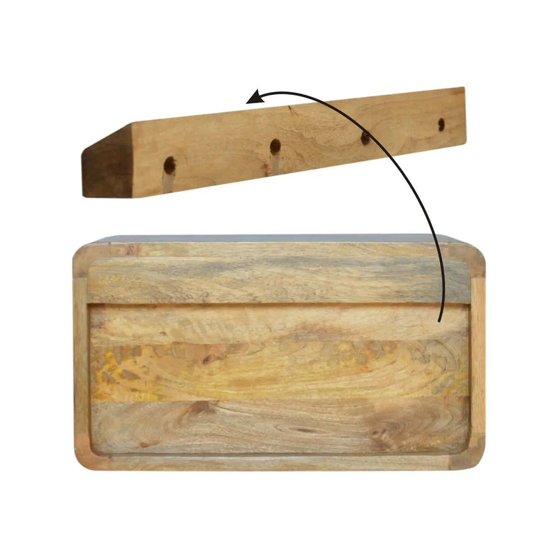 Solid Wood Large Floating Curve Open Slot Bedside by HouseOfZazla
