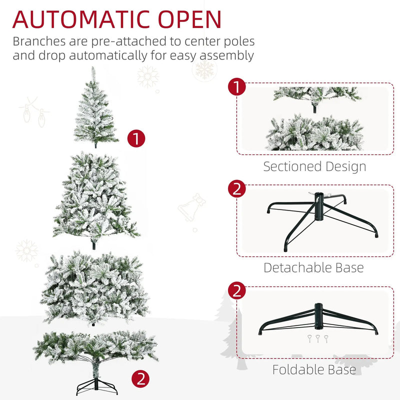 HOMCOM 9' Tall Unlit Snow Flocked Pine Artificial Christmas Tree by HouseOfZazla