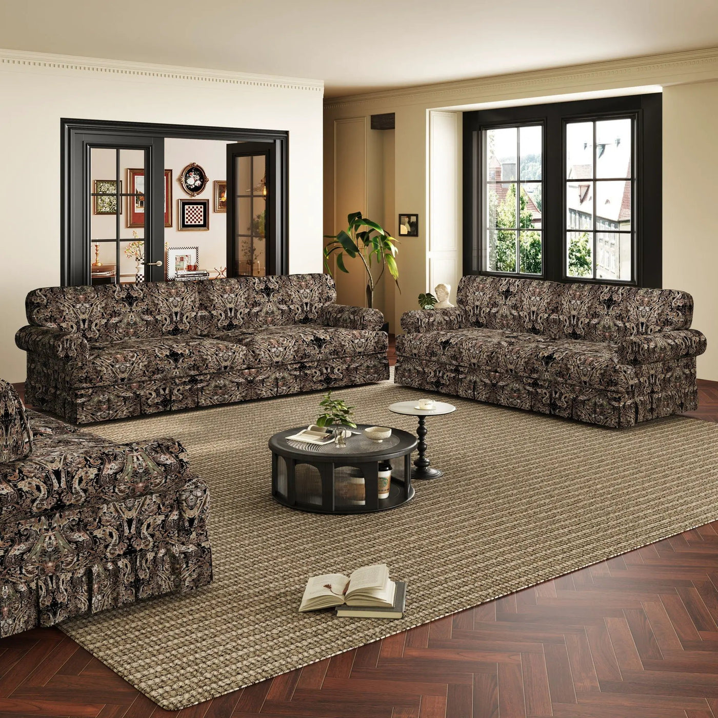 Luxuriously Comfortable Cloud Couch With Elegant Rolled Arms & Pleated Skirt Design by HouseOfZazla