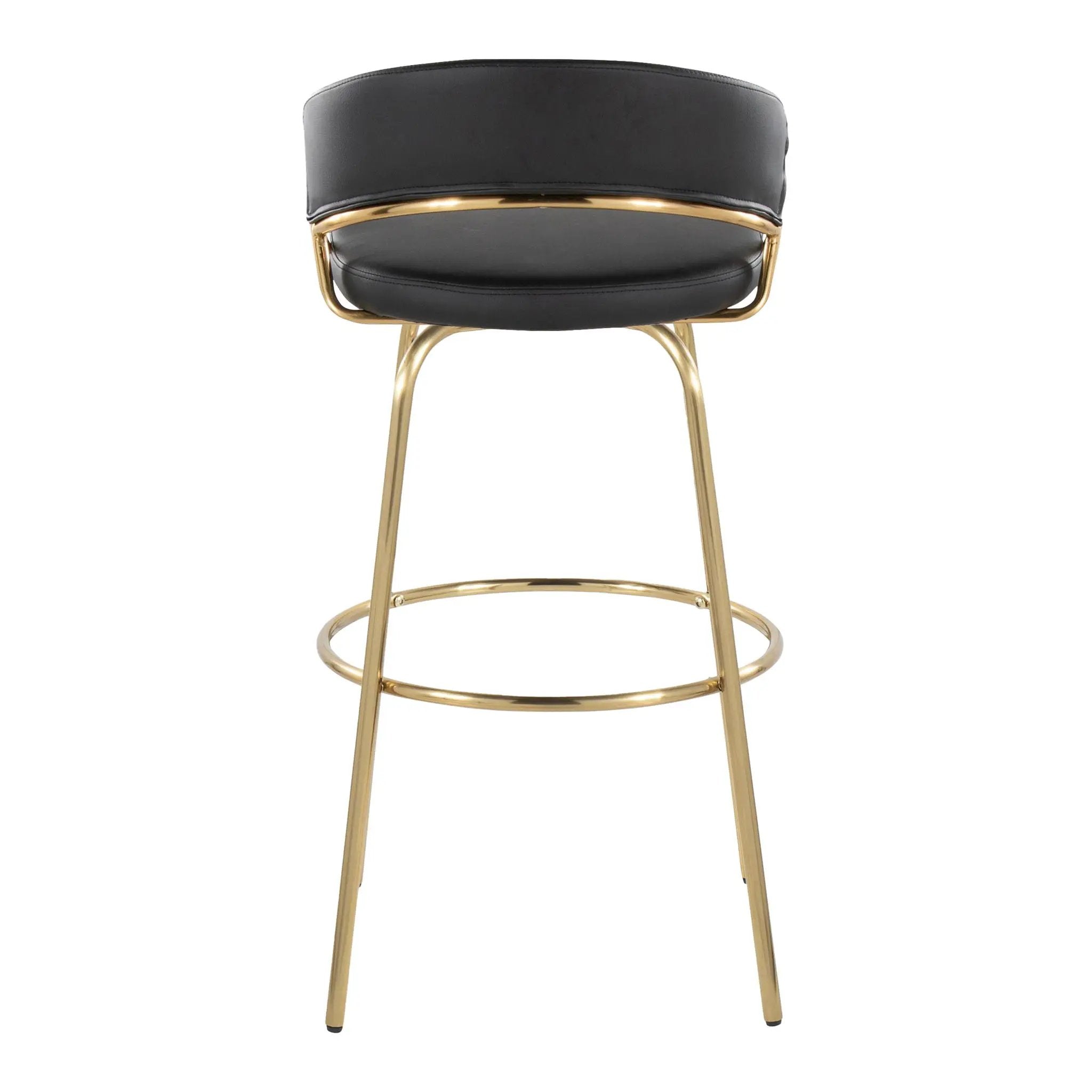 Jie - Fixed Height Contemporary Barstool With Swivel With Round Footrest (Set of 2) by HouseOfZazla