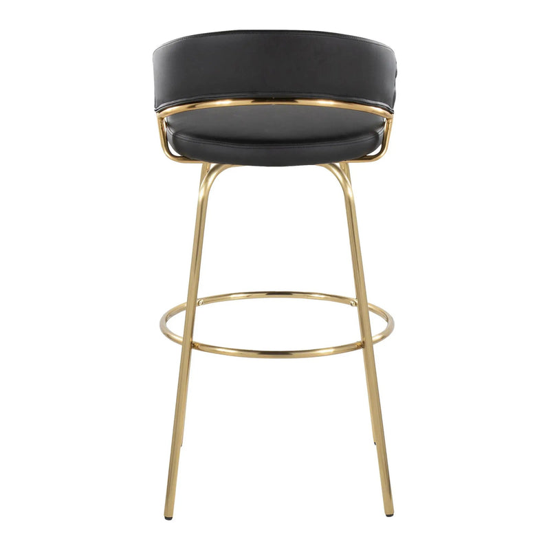 Jie - Fixed Height Contemporary Barstool With Swivel With Round Footrest (Set of 2) by HouseOfZazla