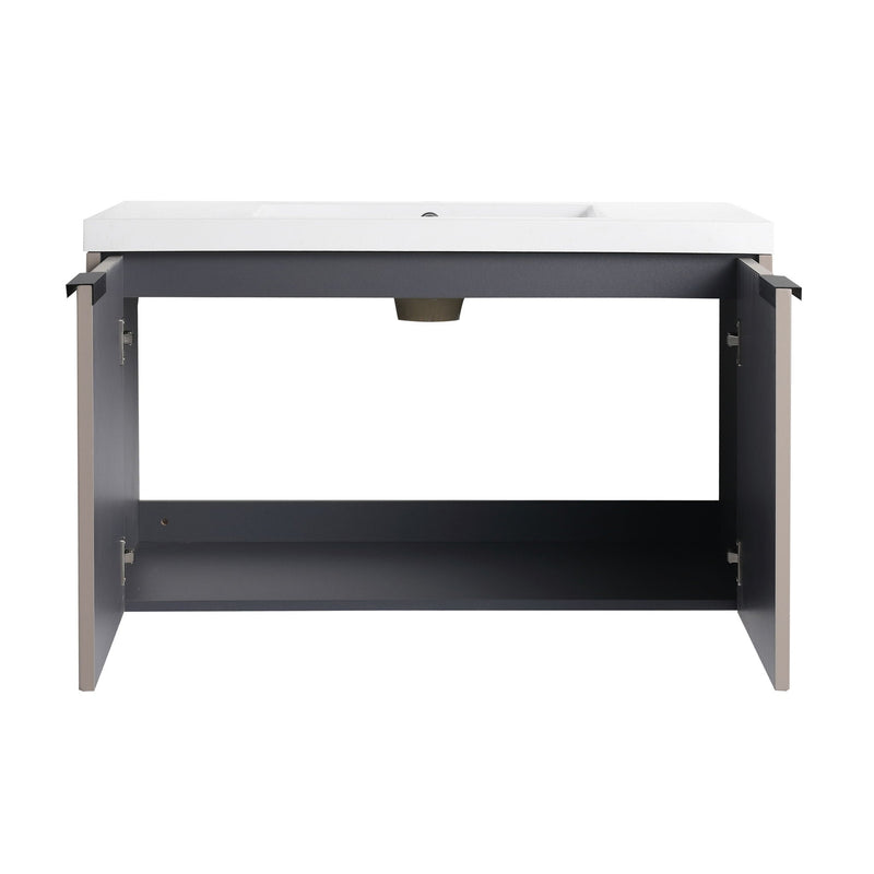 Contemporary Wall Mounted Bathroom Vanity With Resin Double Sink