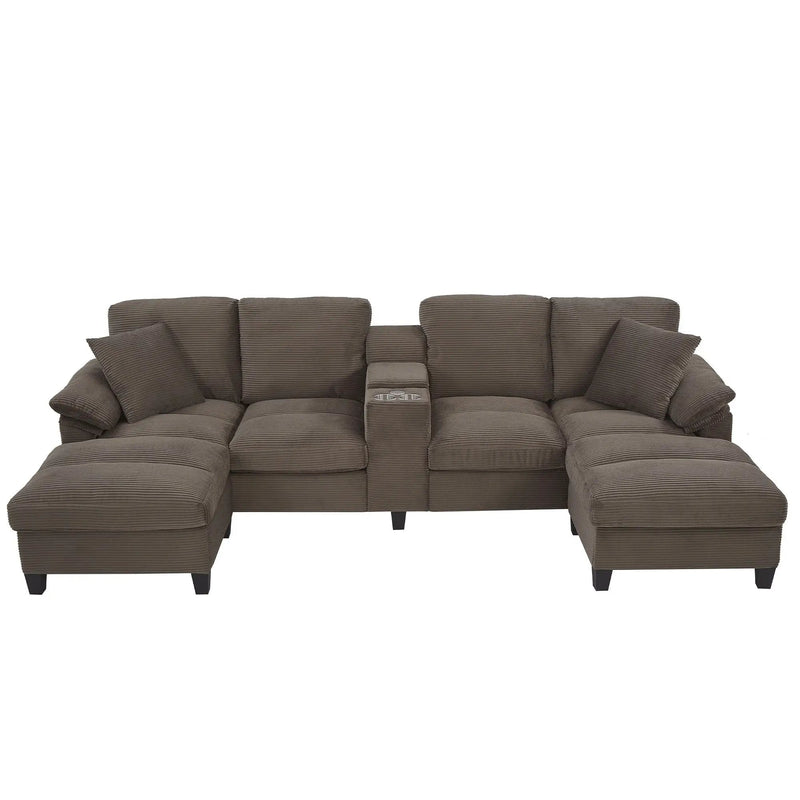 Modern U-Shaped Sectional Sofa With Storage Ottomans by HouseOfZazla