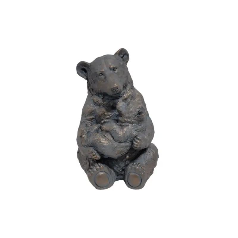 12'' Antique Bronze Mother And Cub Bear Statue by HouseOfZazla