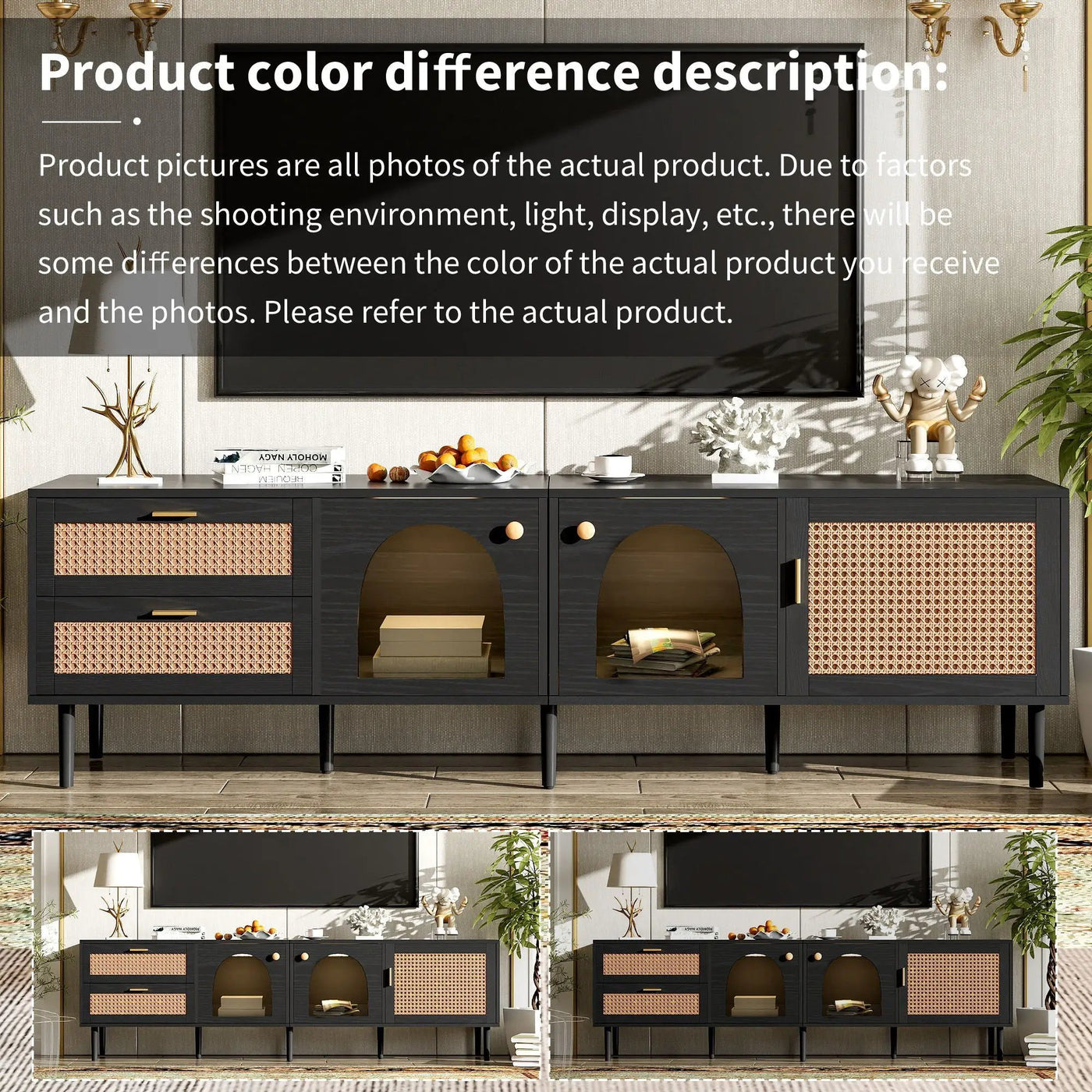 TV Stand With App-Controlled LED Lights, 2 Drawers & Door Storage by HouseOfZazla