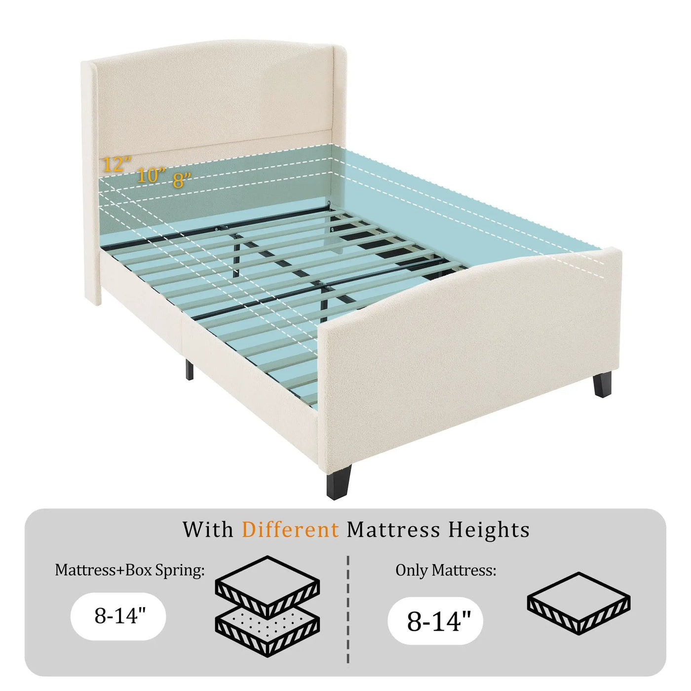 Platform Bed Frame With Tall Headboard And High Footboard by HouseOfZazla