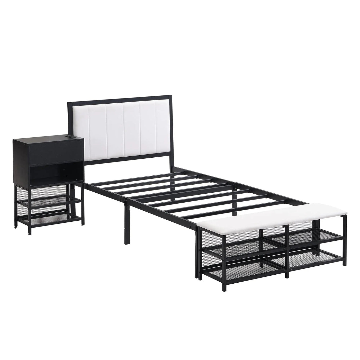 Platform Bed With 2 Tier Storage Shelves, Storage Cabinet by HouseOfZazla