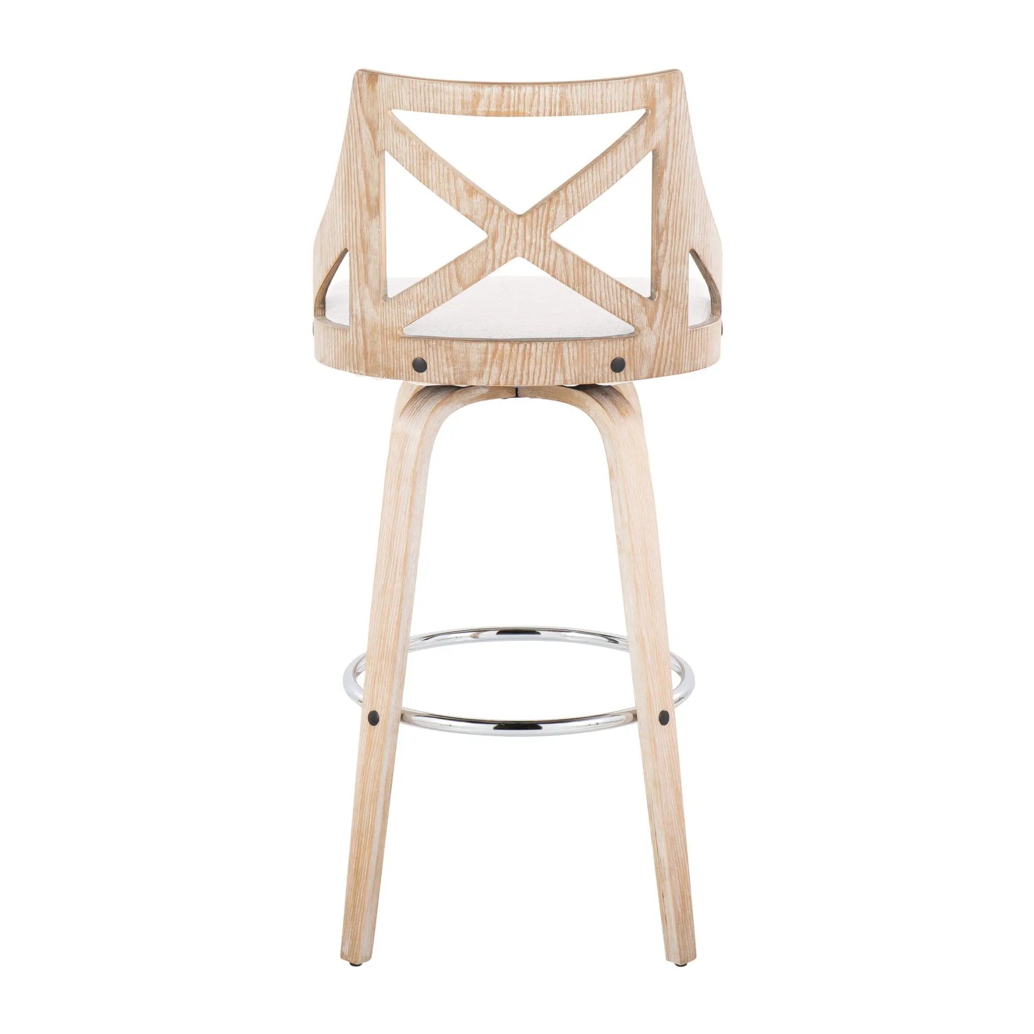 Charlotte - Farmhouse Fixed Height Bar Stool With Swivel And Round Footrest (Set of 2) by Unique Piece Furniture