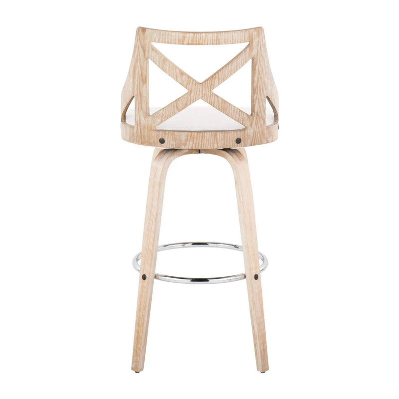 Charlotte - Farmhouse Fixed Height Bar Stool With Swivel And Round Footrest (Set of 2) by HouseOfZazla
