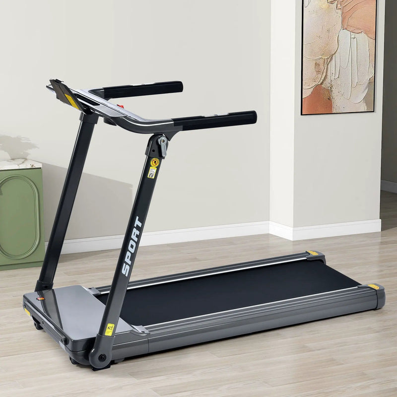 Folding Electric 3.5Hp Treadmill Medium Running Machine Motorised Gym 330Lb, Portable Compact Treadmill Foldable For Home Gym Fitness Workout Jogging Walking, Electric Motorized Power 14Km / H - Gray by HouseOfZazla