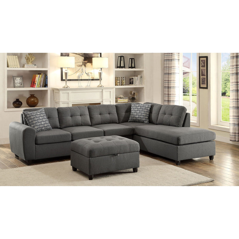 Balta - Button Tufted Sectional With Removable Cushion Upholstered Sofa - Gray by HouseOfZazla