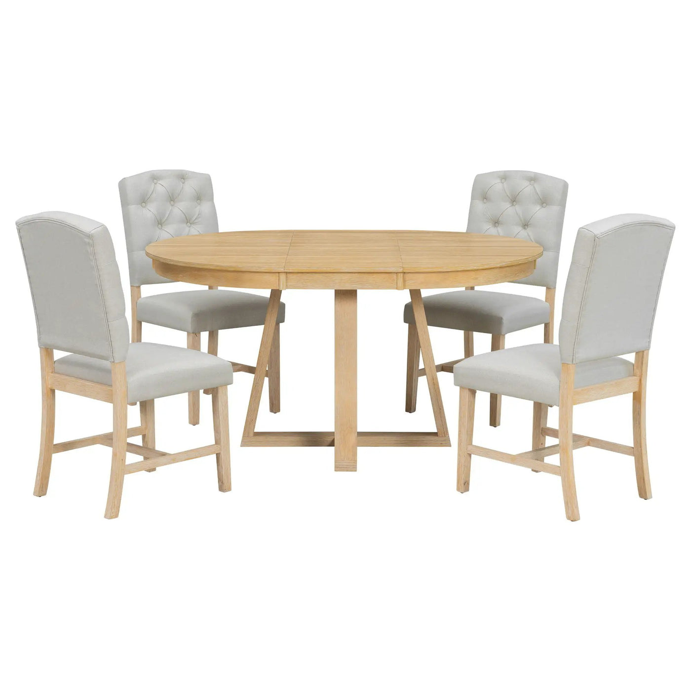 Dining Set With Leaf Round Table And 4 Upholstered Chairs by Unique Piece Furniture