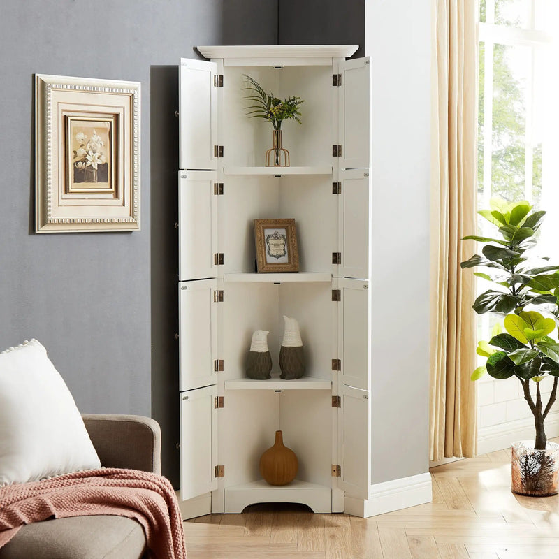 Tall Storage Cabinet With Doors And 4 Shelves For Living Room, Kitchen, Office, Bedroom, Bathroom, Modern by HouseOfZazla