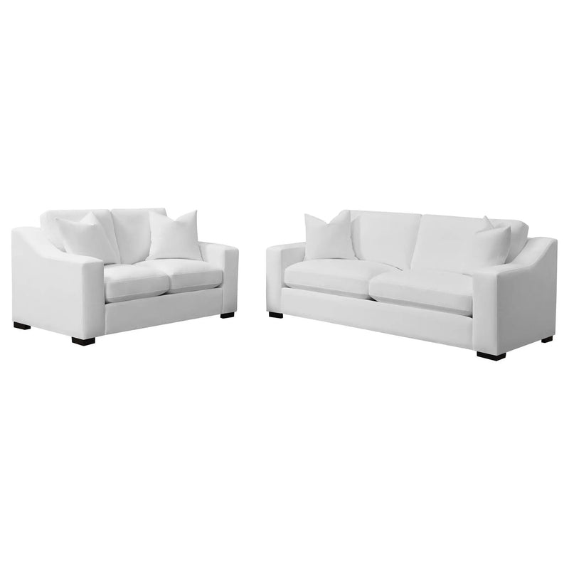 Ashlyn 2-piece Upholstered Sloped Arm Sofa Set White by Unique Piece Furniture