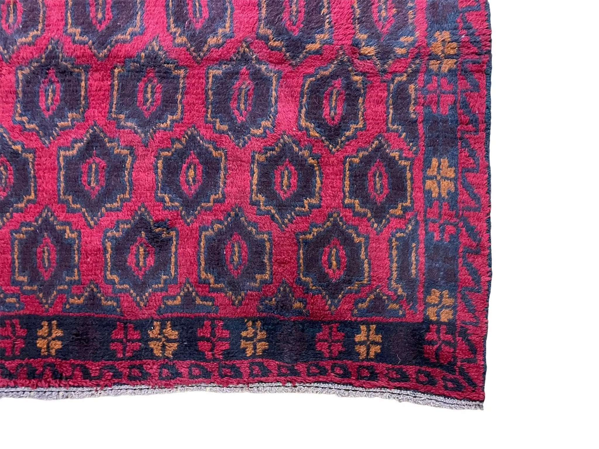 2' 10" X 4'7" Vintage Handmade Tribal Wool Rug Balouchi Rug Afghan Rug Red Blue by Jewel Rugs