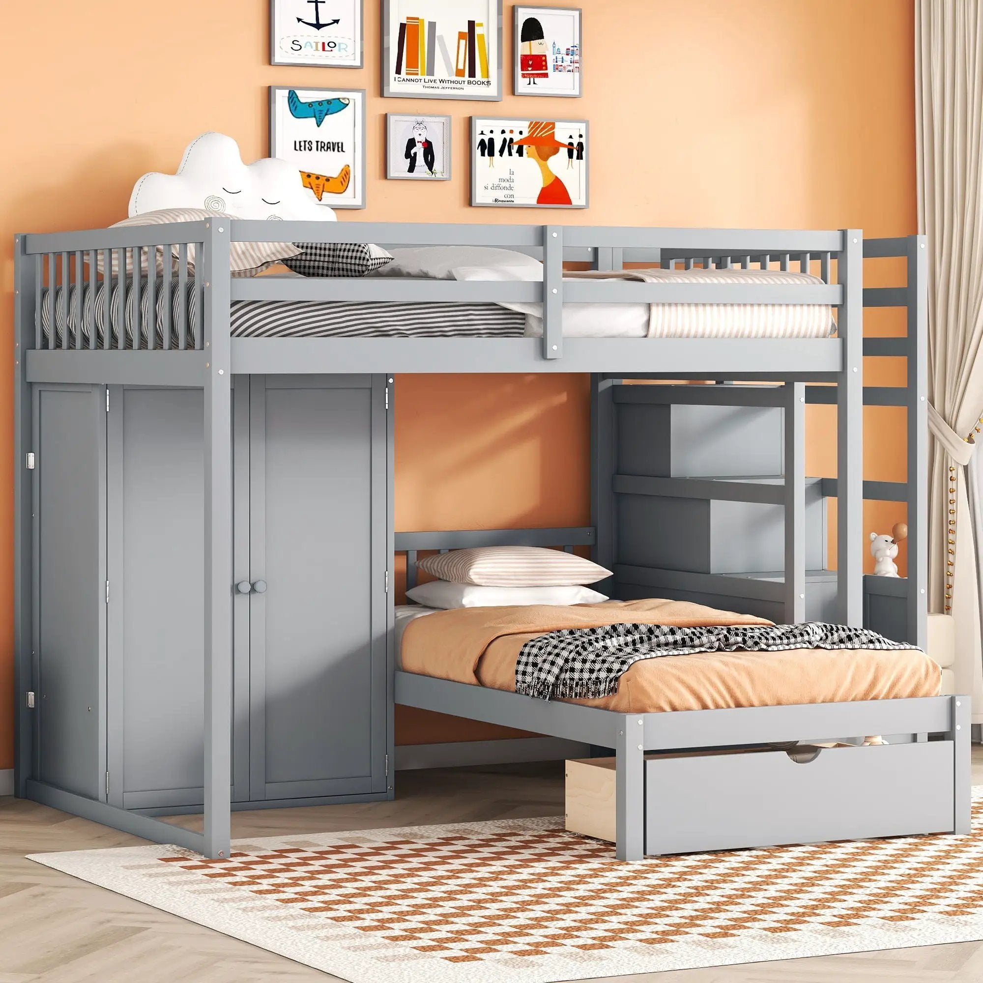 Bunk Bed With Wardrobe, Drawers by HouseOfZazla