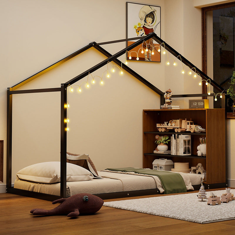 Bed House Frame With Shelves And Lights by HouseOfZazla