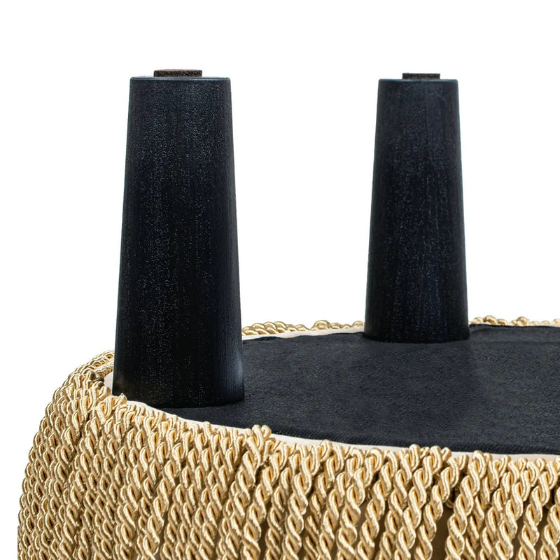 Edward 17.5" Round Upholstered Ottoman with Bullion Fringe by HouseOfZazla