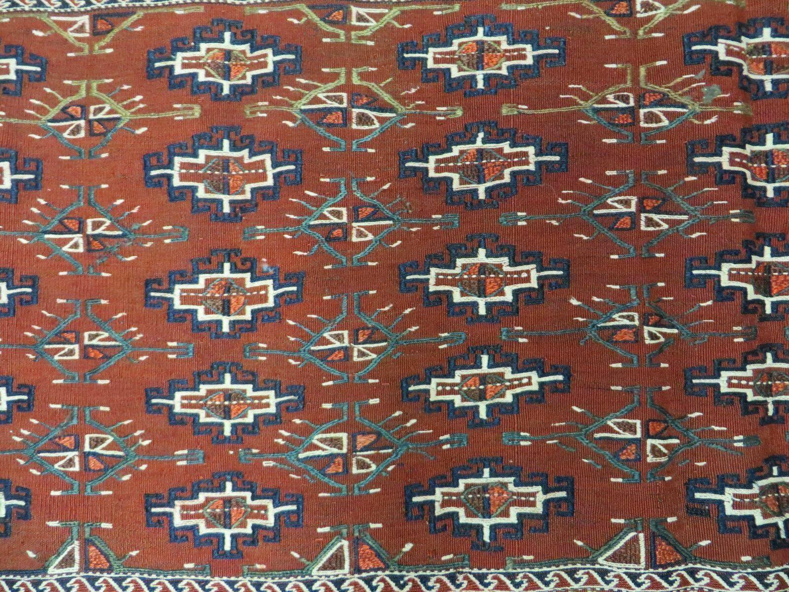 45" X 32" Antique Handmade Bokhara Turkoman Yomud Chuval Wool Rug Soumak NICE by Jewel Rugs