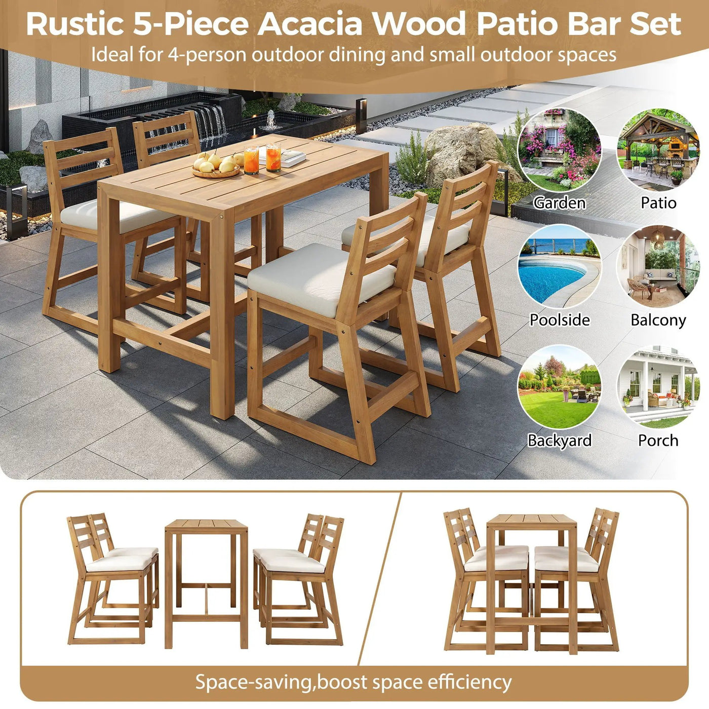 Patio Bar Set With Ergonomic Chairs by HouseOfZazla