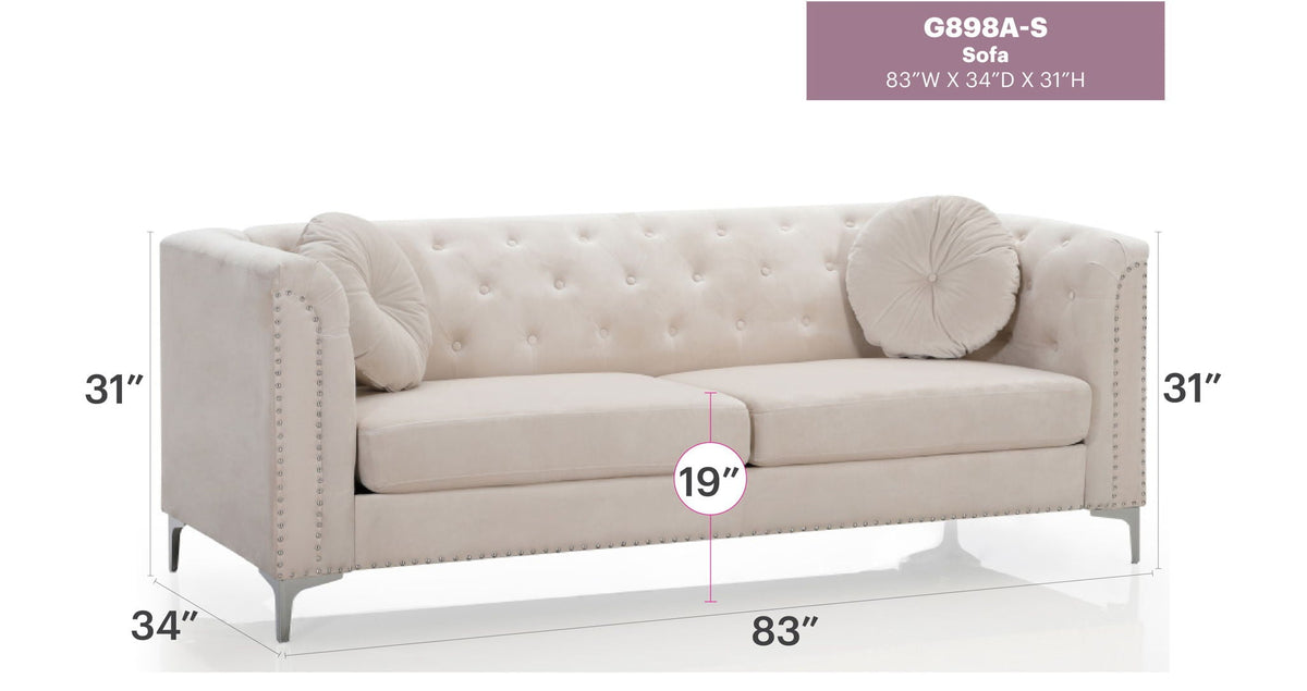 Elegant Contemporary Sofa with Nailhead Accents - Choice of Color, photo 4 of 17