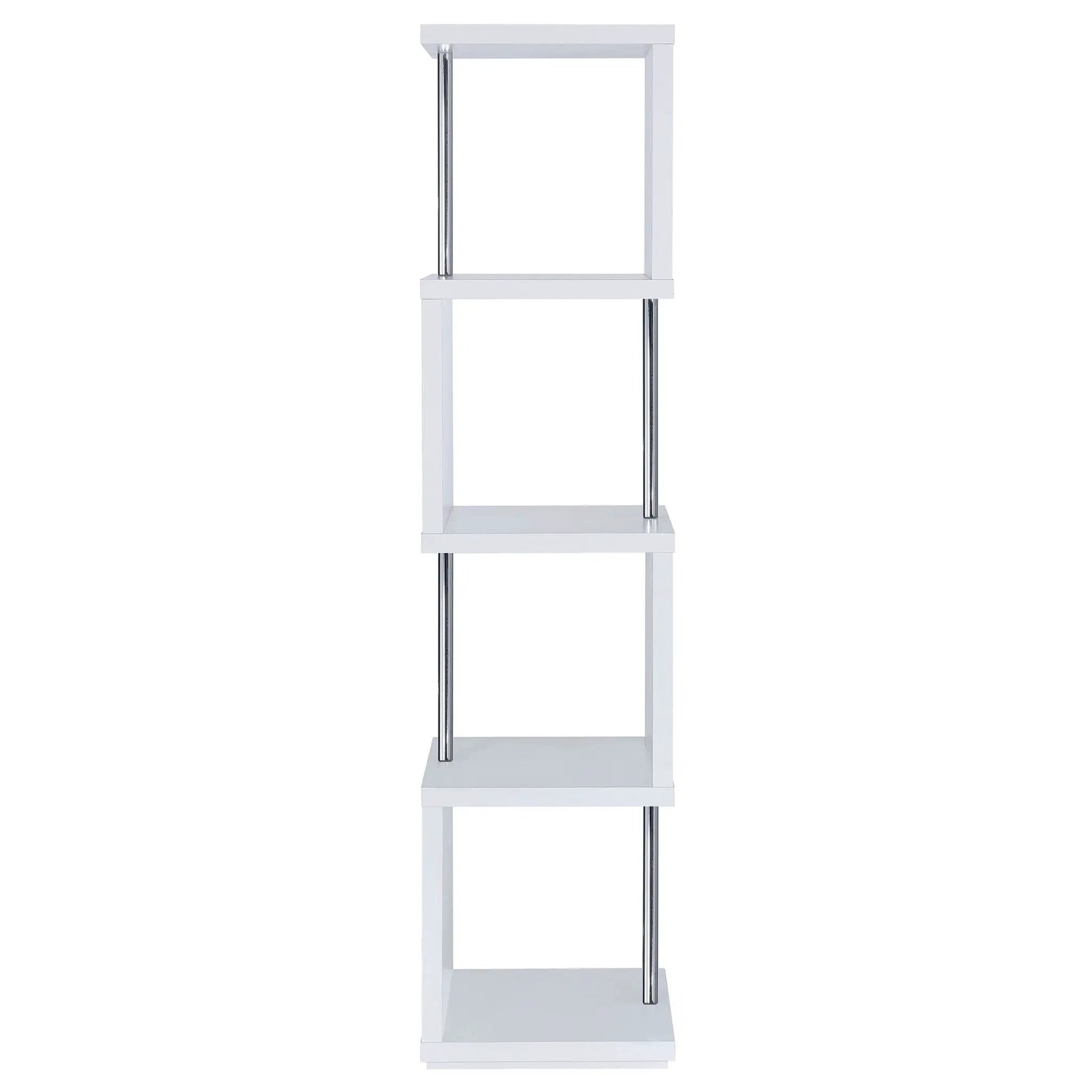 Baxter 67-inch 4-shelf Bookshelf White and Chrome by Unique Piece Furniture