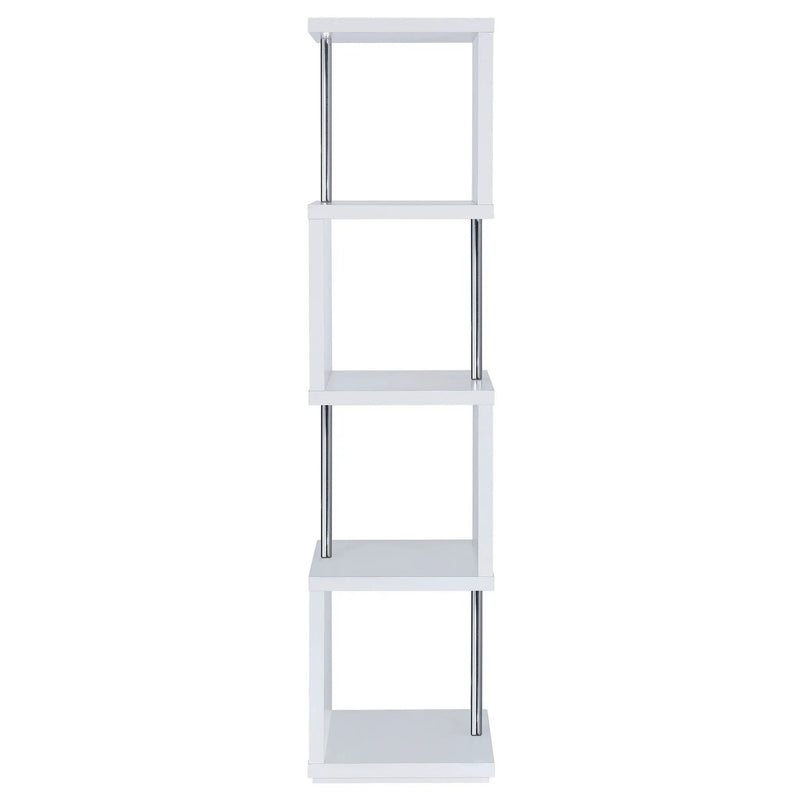 Baxter 67-inch 4-shelf Bookshelf White and Chrome by Unique Piece Furniture