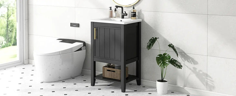 20" Bathroom Vanity with Sink and Storage Rack by HouseOfZazla