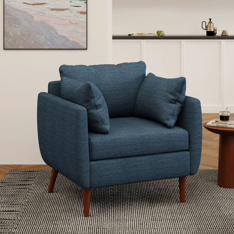 Luminate Upholstered Fabric Club Chair with Tapered Legs and 2 Accent Pillows by HouseOfZazla