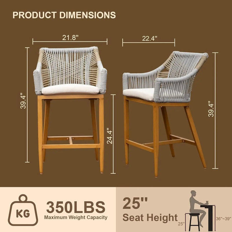 Outdoor Bar Stools Set of 2 with Arm and Backrest by HouseOfZazla