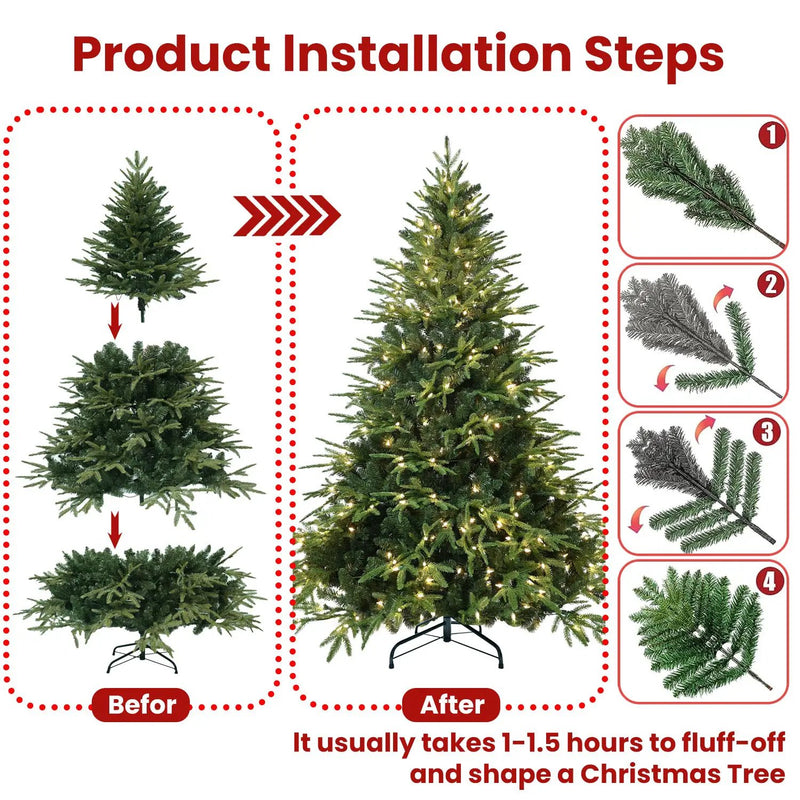 4ft Pre-Lit Artificial Christmas Tree with 150 Warm Lights by HouseOfZazla