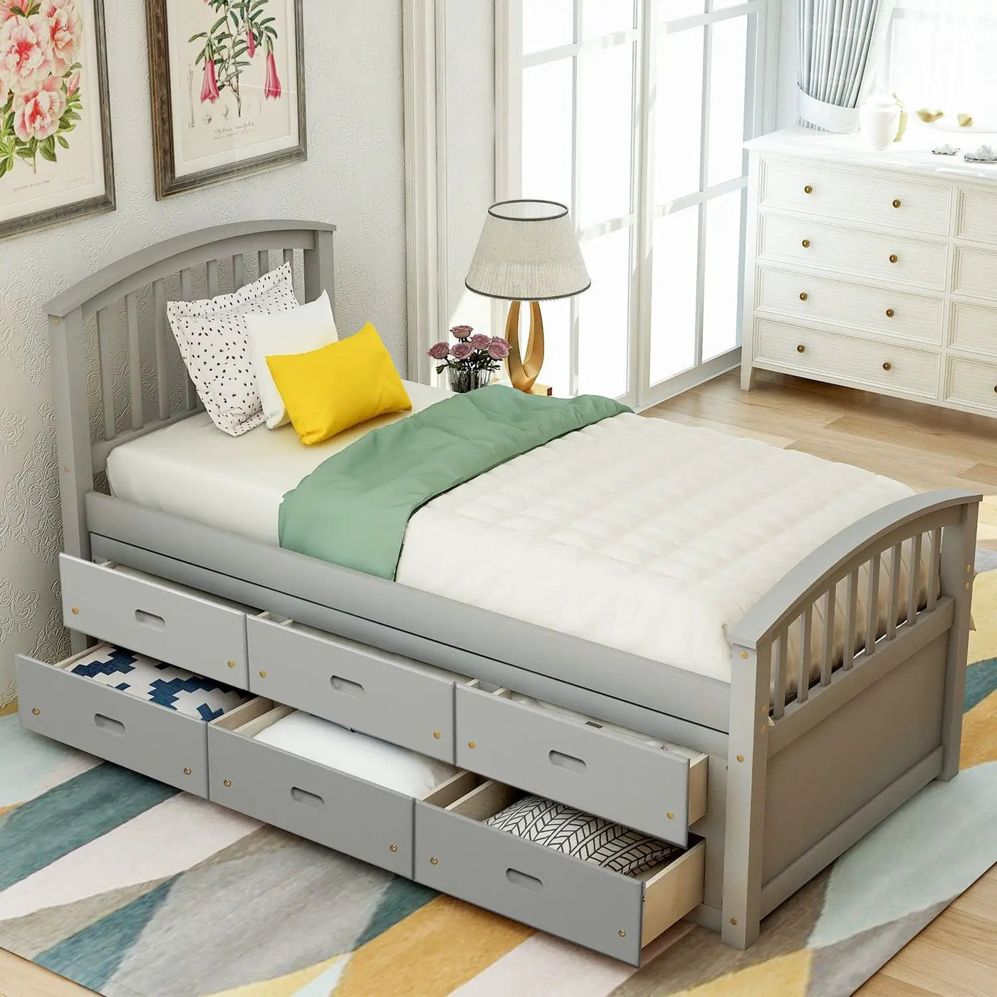 Platform Storage Bed Solid Wood Bed With 6 Drawers by Unique Piece Furniture