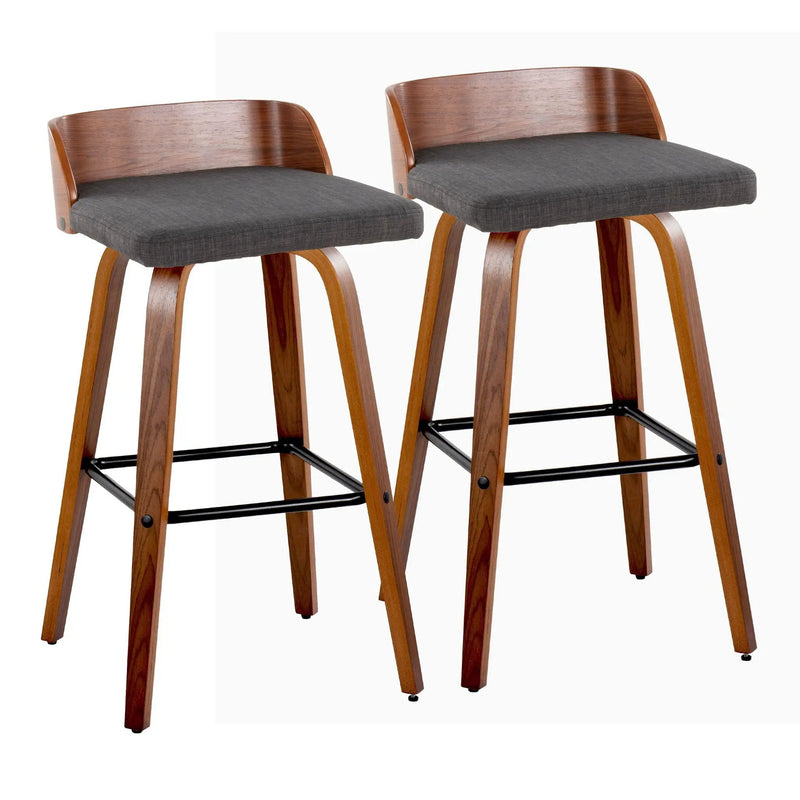 Maya - Mid Century Modern Fixed Height Barstool With Swivel And Square Footrest (Set of 2) by Unique Piece Furniture