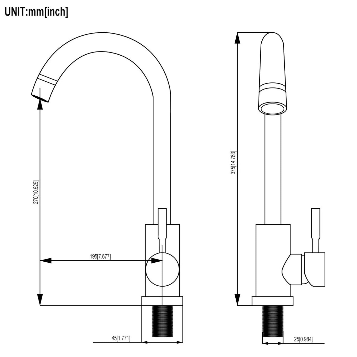 Modern Kitchen Sink Faucet With Single Handle by HouseOfZazla