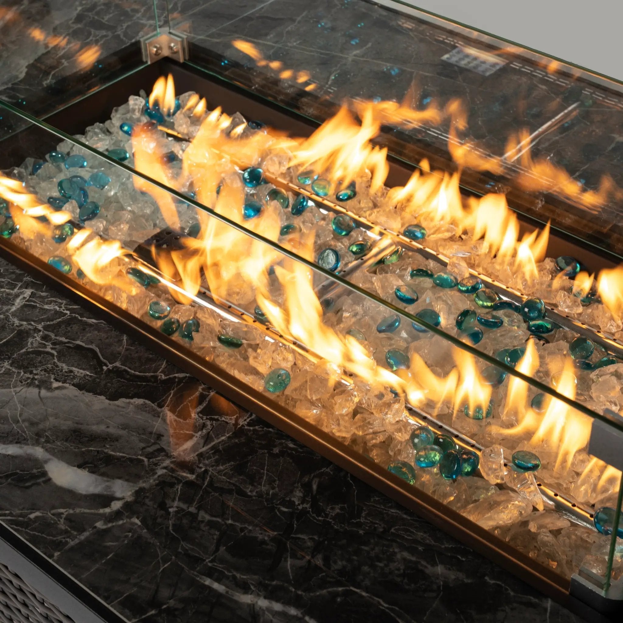 44' Propane Gas Fire Pit Table with Tile Top and Wicker Base by HouseOfZazla