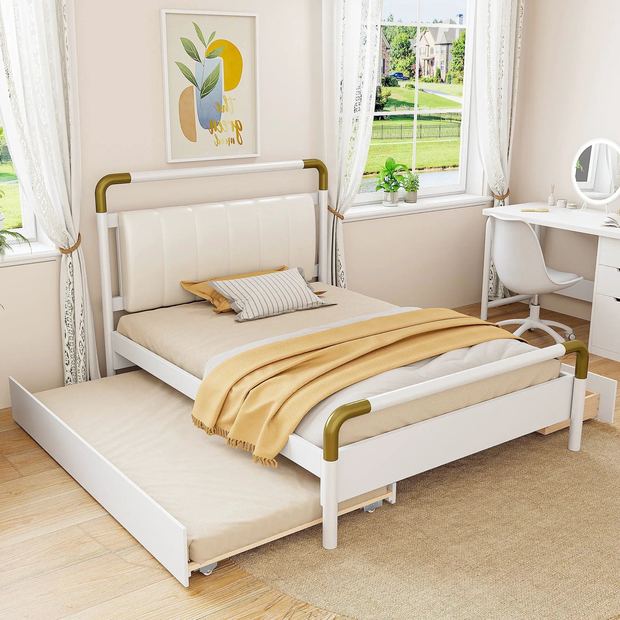 Storage Platform Bed, With 2 Big Drawers, Trundle by HouseOfZazla