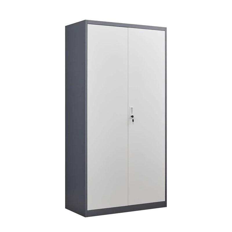 Wardrobe With Hanging Rod And Compartments, Lockable Closet With Locks & Keys For Bedroom - Gray by HouseOfZazla